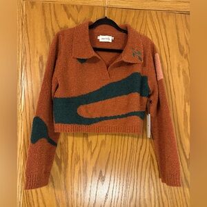 Honor The Gift Cropped Pattern Block Long Sleeve - NWT - Size XL